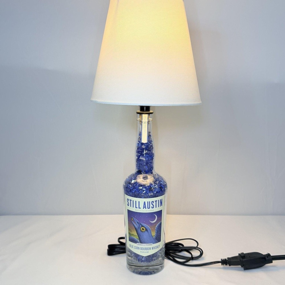 Still Austin Blue Corn 5 Year‎ Old Bourbon Whiskey Bottle Lamp Blue Bird Logo
